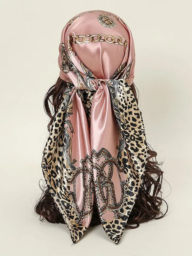 1pcs 90*90cm Square Silk Scarves Women Foulard Head Office Ladies Shawl Wrap Muffler Pareo Bandanna Female Print Hijab Poncho Beach for Women