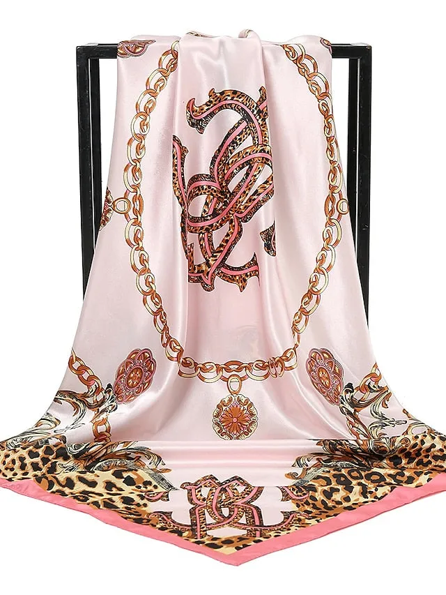 1pcs 90*90cm Square Silk Scarves Women Foulard Head Office Ladies Shawl Wrap Muffler Pareo Bandanna Female Print Hijab Poncho Beach for Women