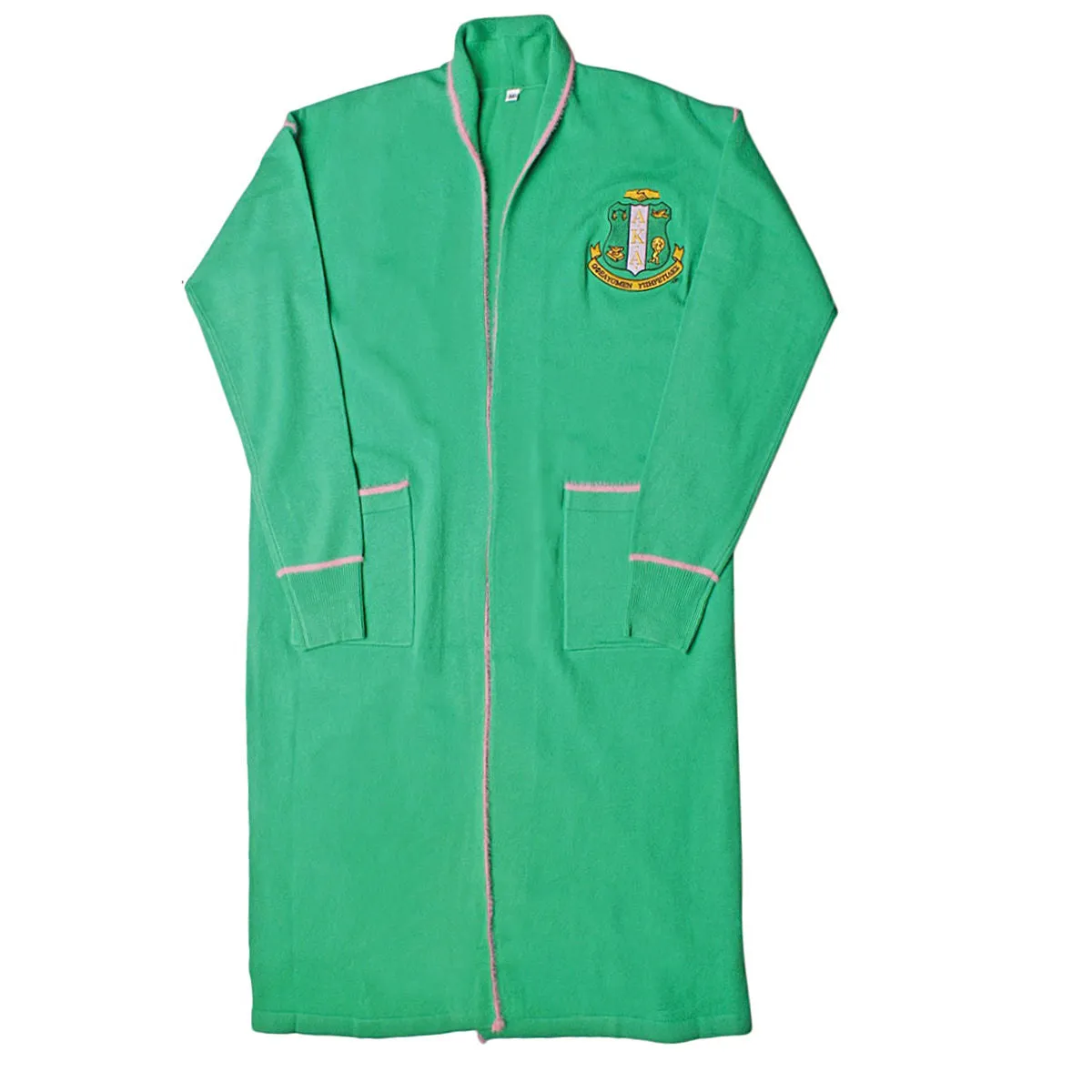 AKA Alpha Kappa Alpha Cardigan Sorority X Large Green Long Duster Cardigan