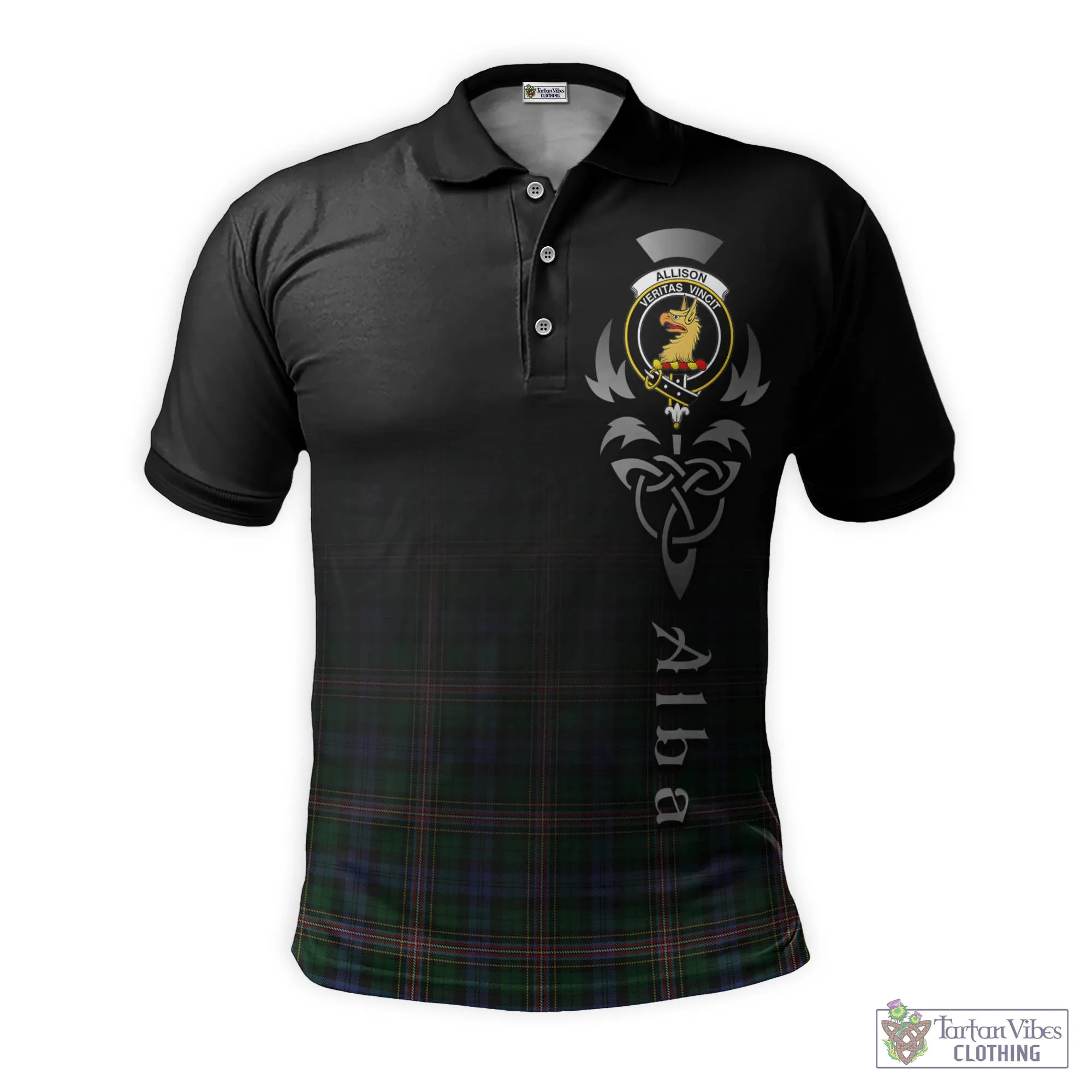 Allison Tartan Polo Shirt Featuring Alba Gu Brath Family Crest Celtic Inspired