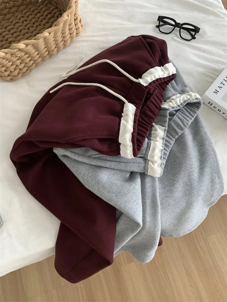 Amozae-Autumn Casual Outfits Amozae-Women's Color Blocked Sweatpants, High Waisted, Slimming, Straight, Curved, Sweat Pant, Autumn, Winter