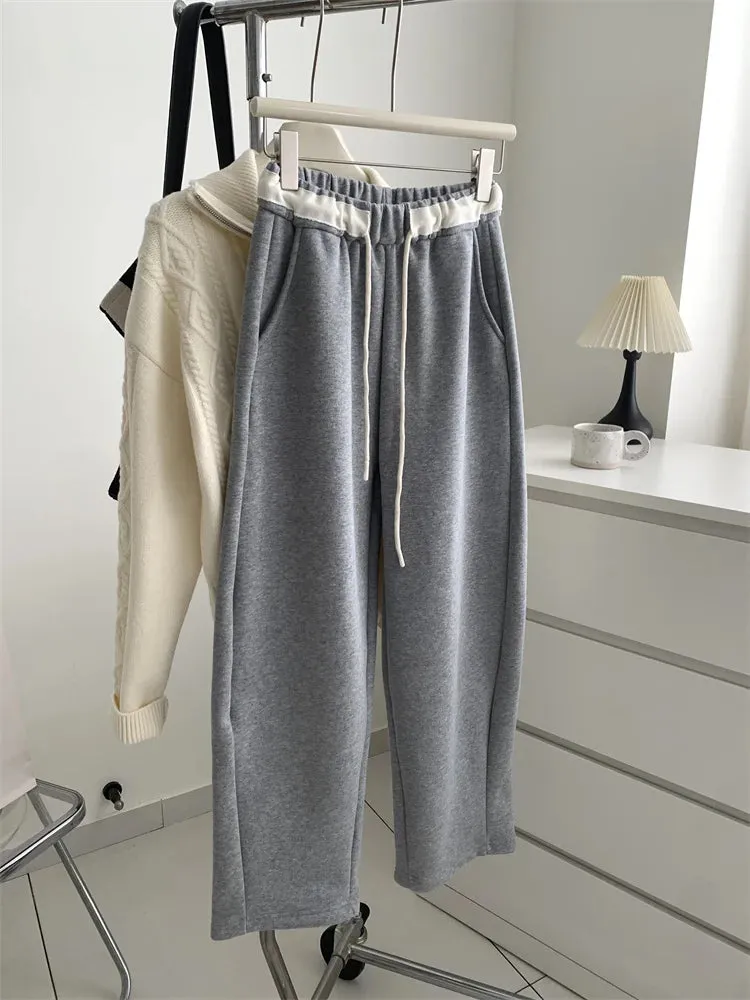 Amozae-Autumn Casual Outfits Amozae-Women's Color Blocked Sweatpants, High Waisted, Slimming, Straight, Curved, Sweat Pant, Autumn, Winter