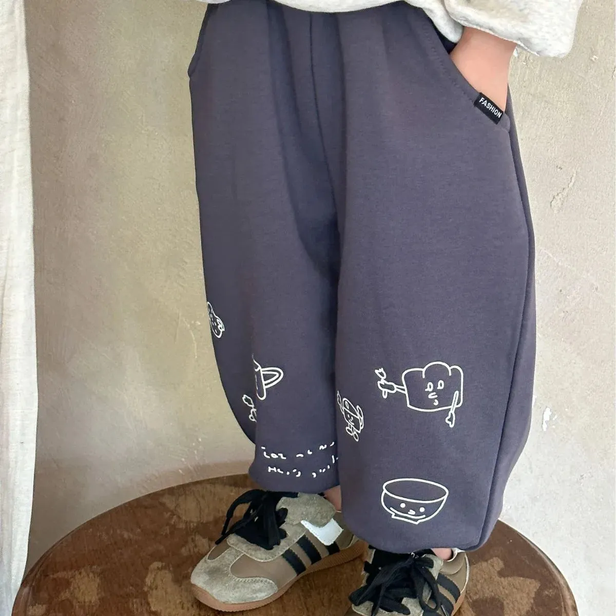 Autumn Children Clothes All-match Boy Girl Cartoon Print Sweatpants Loose Baby Cotton Pencil Pants Fashion Kid Casual Trousers