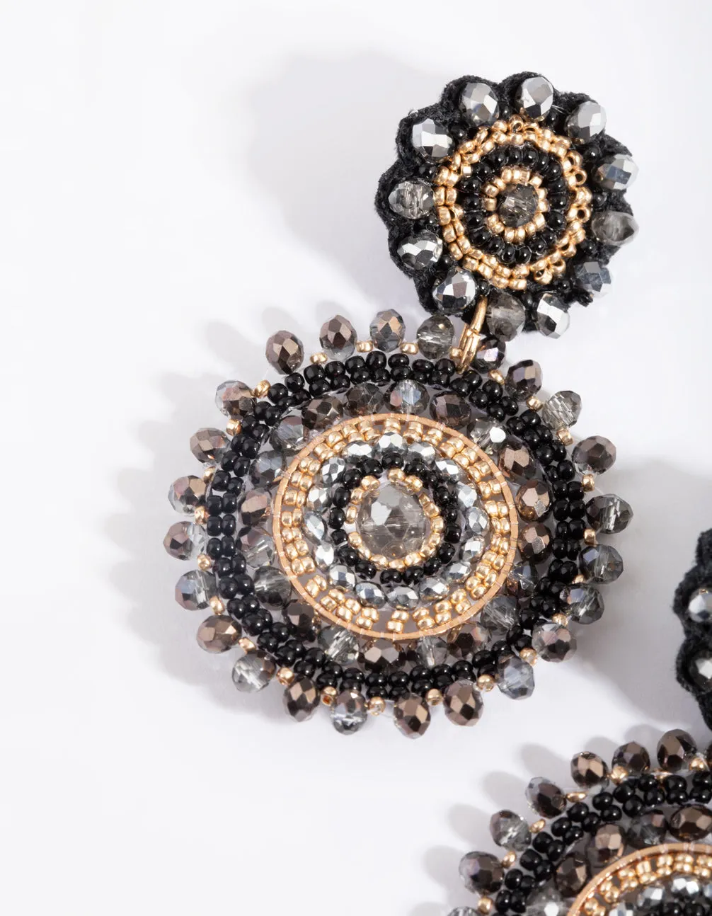 Black Beaded Drop Earrings