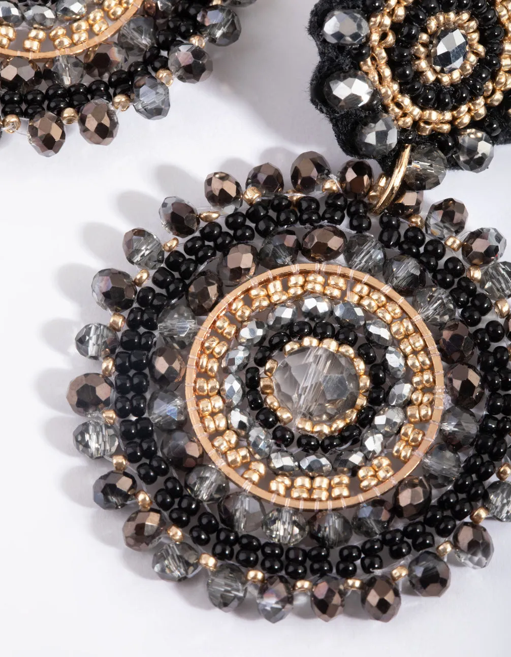Black Beaded Drop Earrings