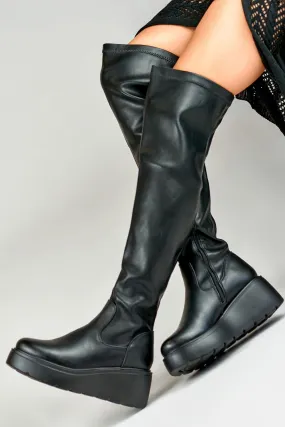 BLACK PLATFORM BOOTS