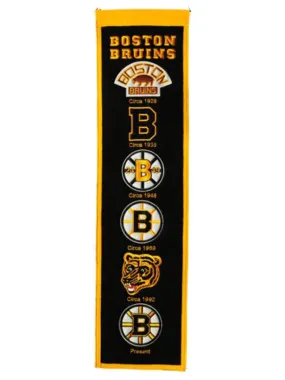 Boston Bruins Winning Streak Past Mascots Black Wool Heritage Banner (8"x32")