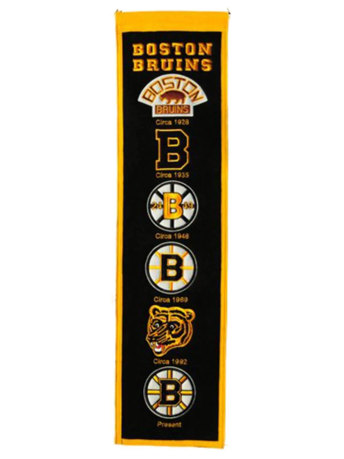 Boston Bruins Winning Streak Past Mascots Black Wool Heritage Banner (8"x32")