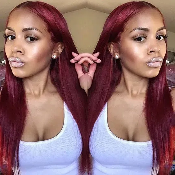 Brazilian 99 Hair Bundles 9A Unprocessed Wine Red Straight Human Hair Weave Burgundy Deals