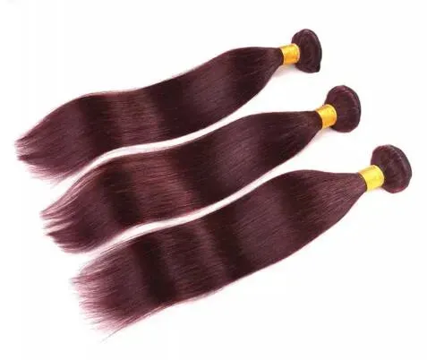 Brazilian 99 Hair Bundles 9A Unprocessed Wine Red Straight Human Hair Weave Burgundy Deals