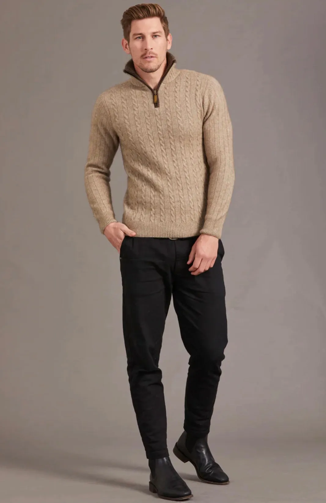 Cable Jersey With Contrast Trim