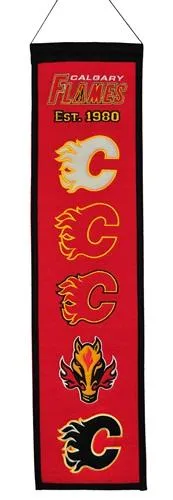 Calgary Flames Winning Streak Past Mascots Wool Heritage Banner (8"x32")