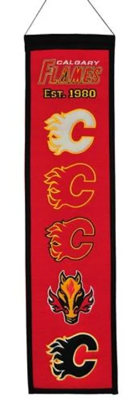 Calgary Flames Winning Streak Past Mascots Wool Heritage Banner (8"x32")