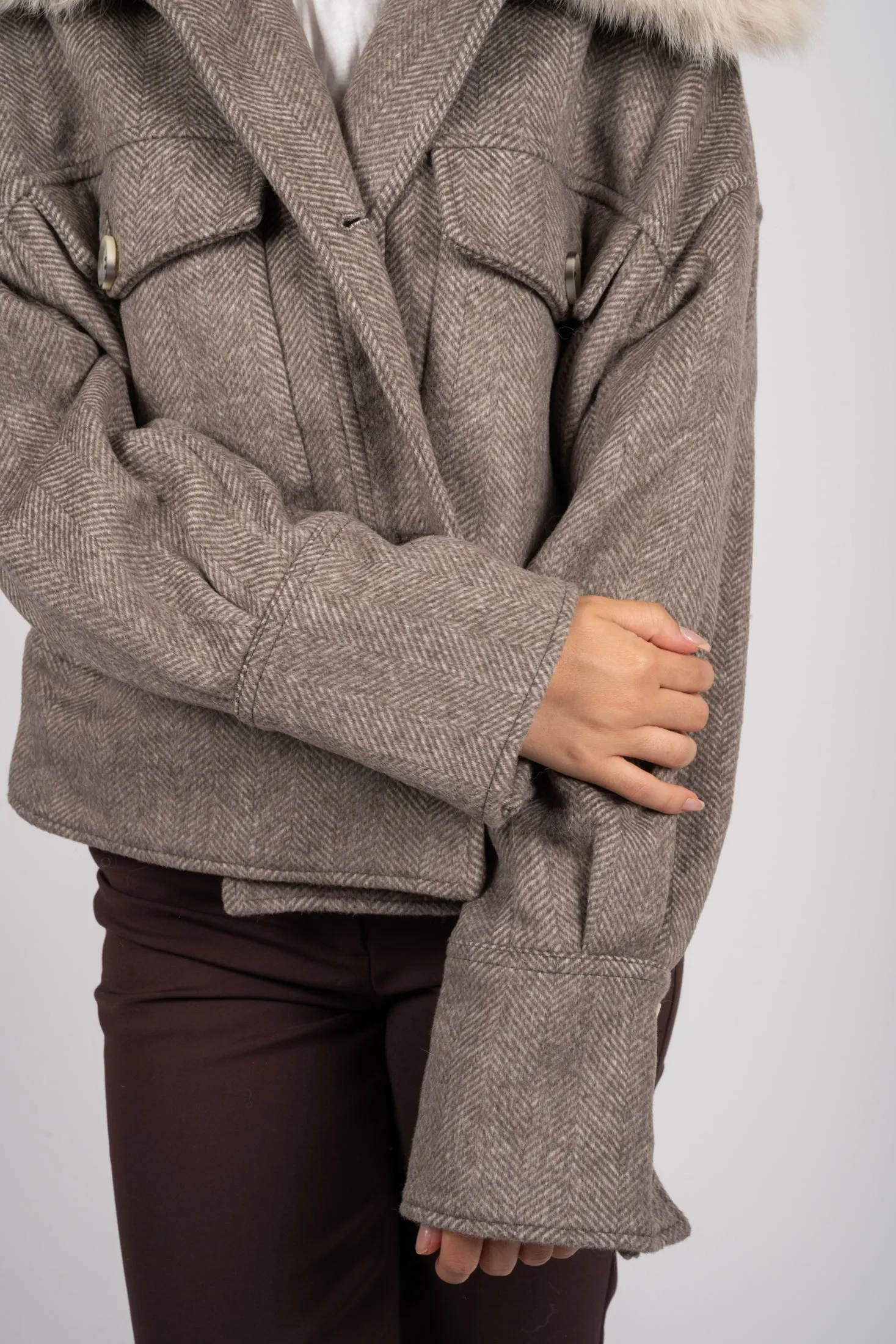 Charlie Jacket - Twill Beige/Brown