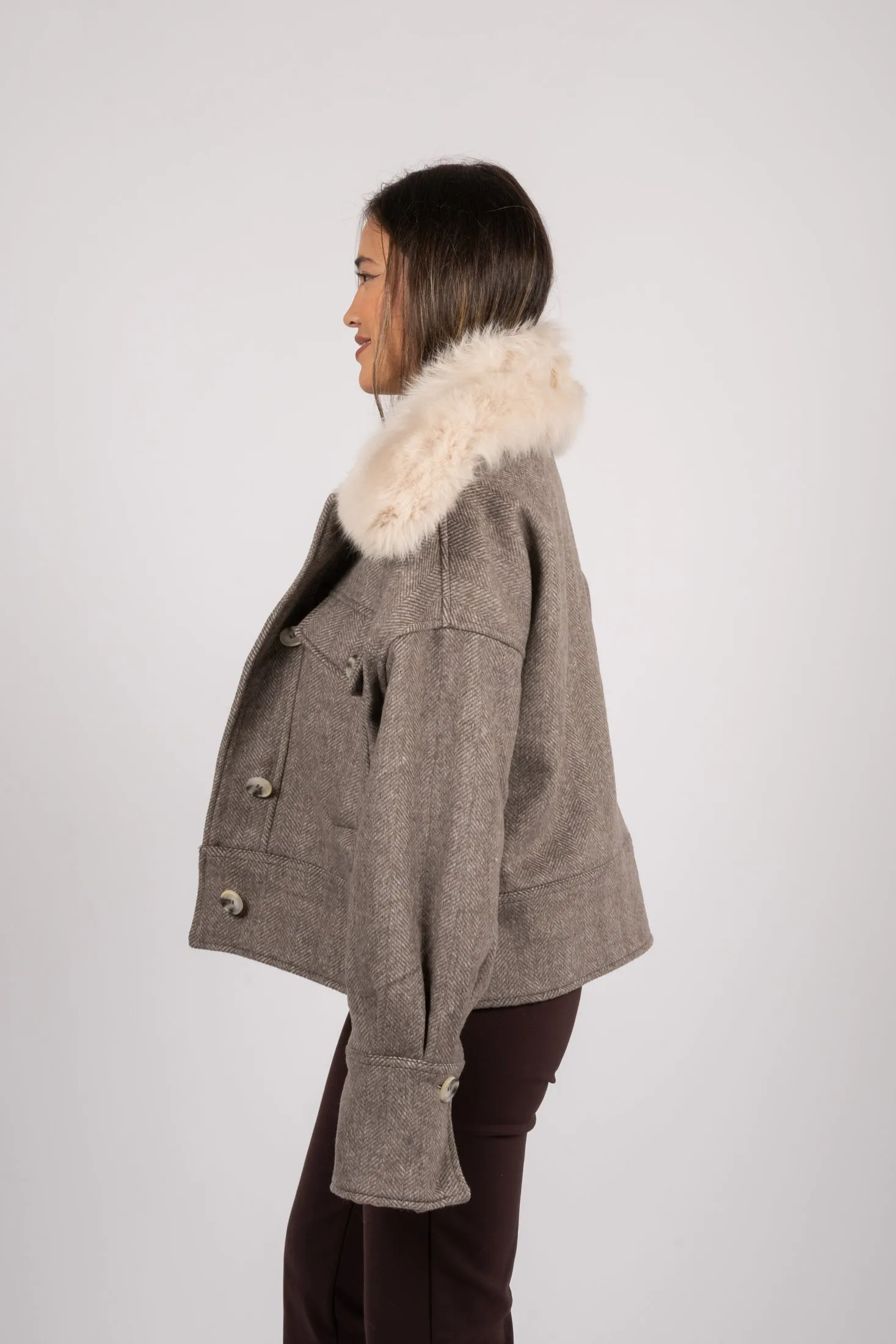 Charlie Jacket - Twill Beige/Brown