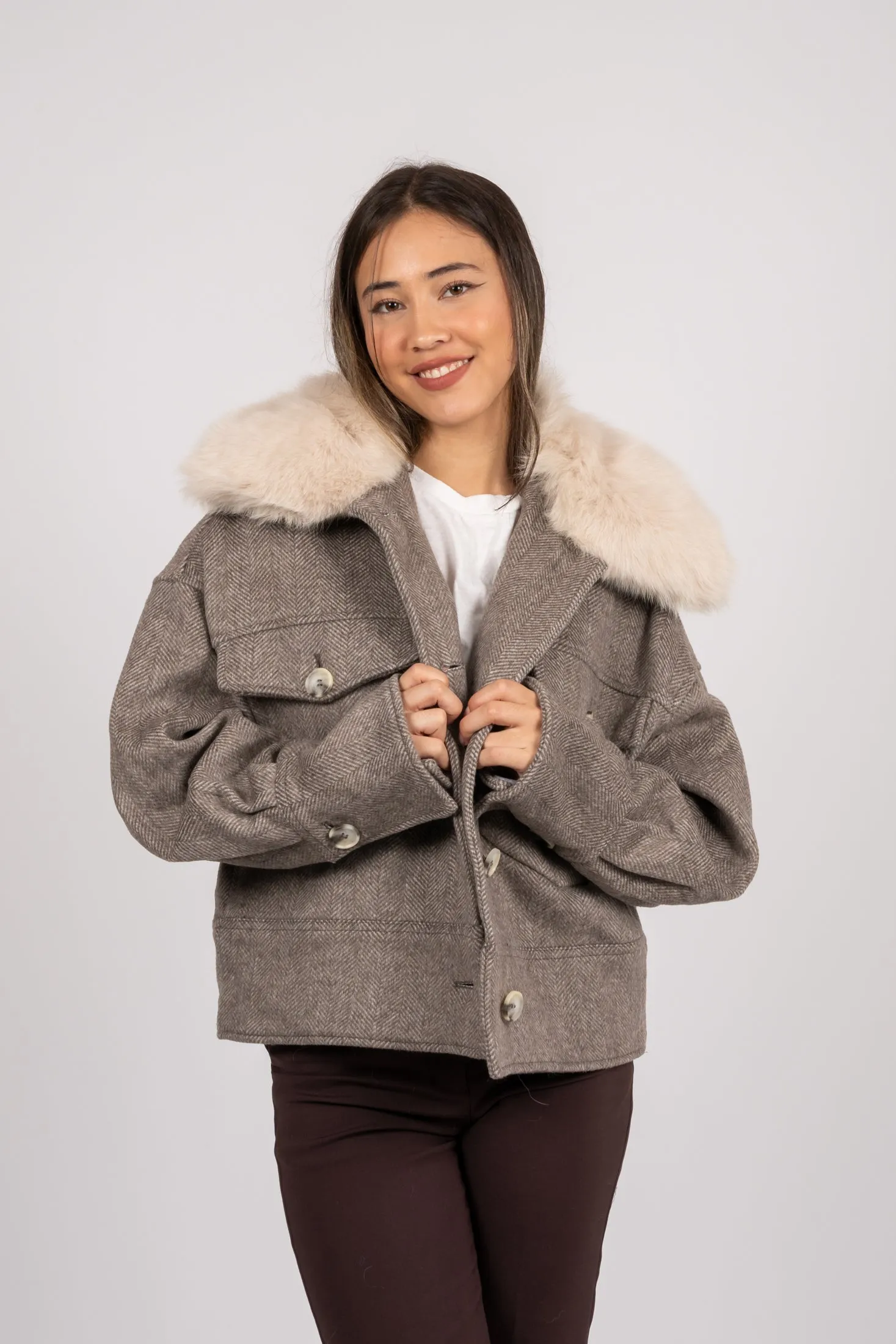 Charlie Jacket - Twill Beige/Brown