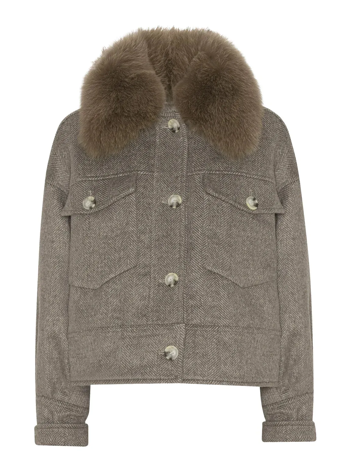 Charlie Jacket - Twill Beige/Brown