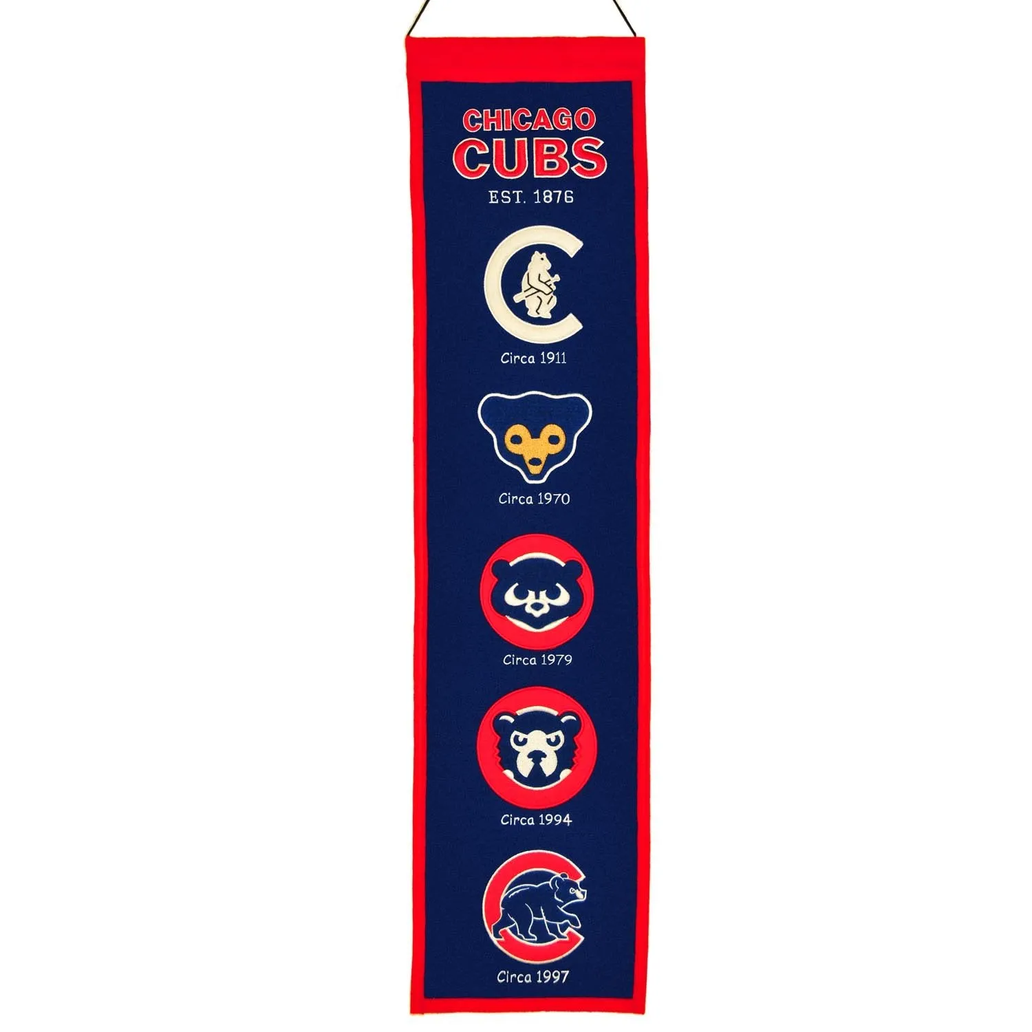 Chicago Cubs Winning Streak Past Mascots Navy Wool Heritage Banner (8"x32")