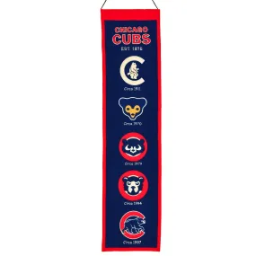 Chicago Cubs Winning Streak Past Mascots Navy Wool Heritage Banner (8"x32")