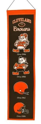 Cleveland Browns Winning Streak Past Mascots Brown Wool Heritage Banner (8"x32")
