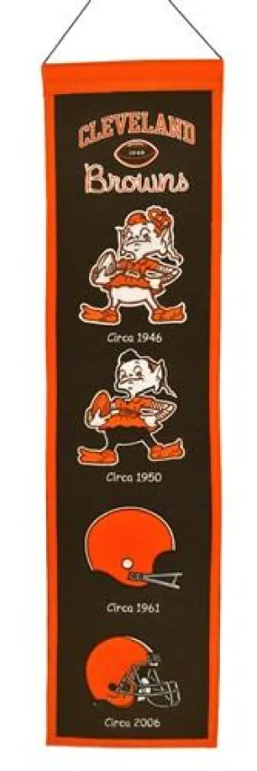 Cleveland Browns Winning Streak Past Mascots Brown Wool Heritage Banner (8"x32")