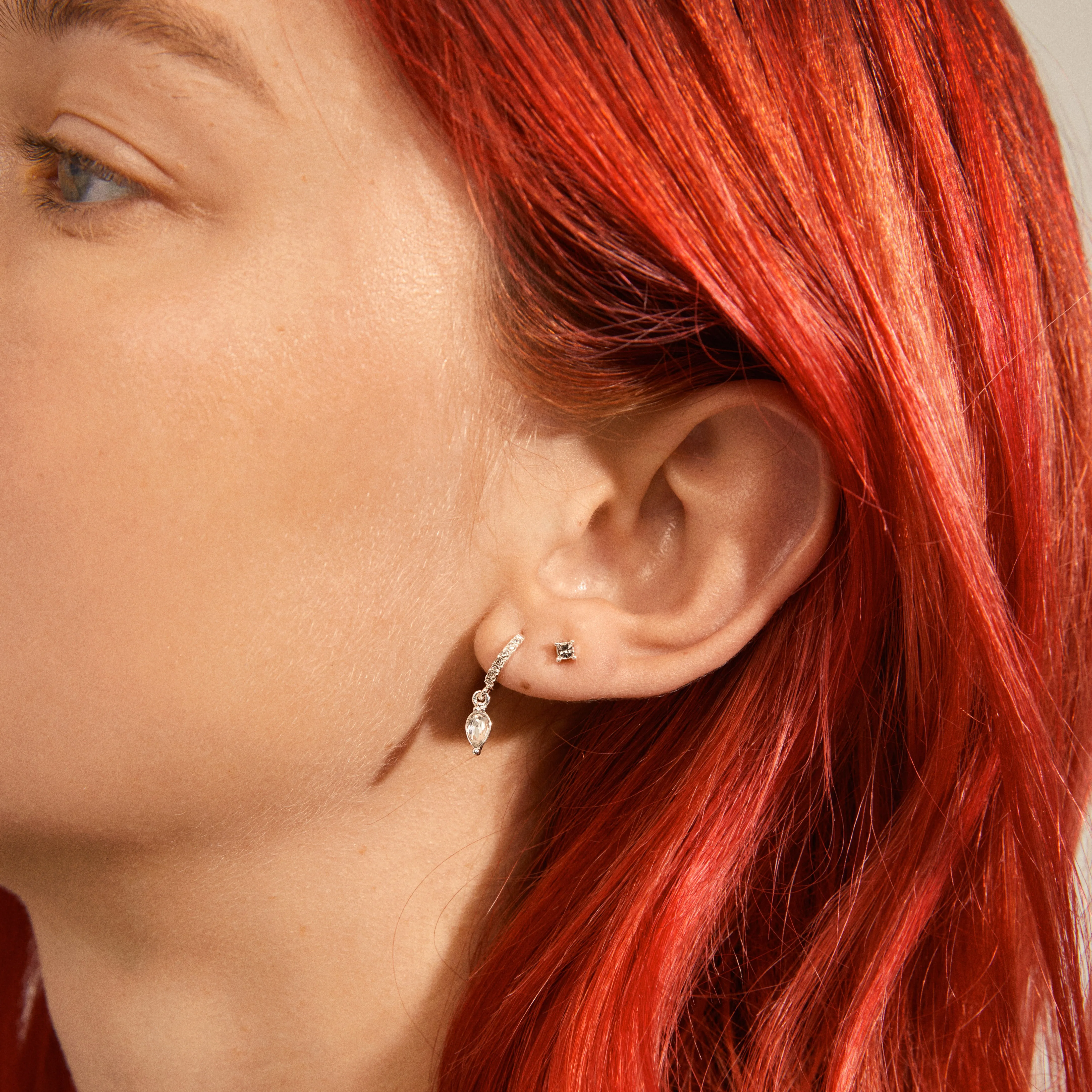 ELZA recycled crystal earrings 2-in-1 set silver-plated
