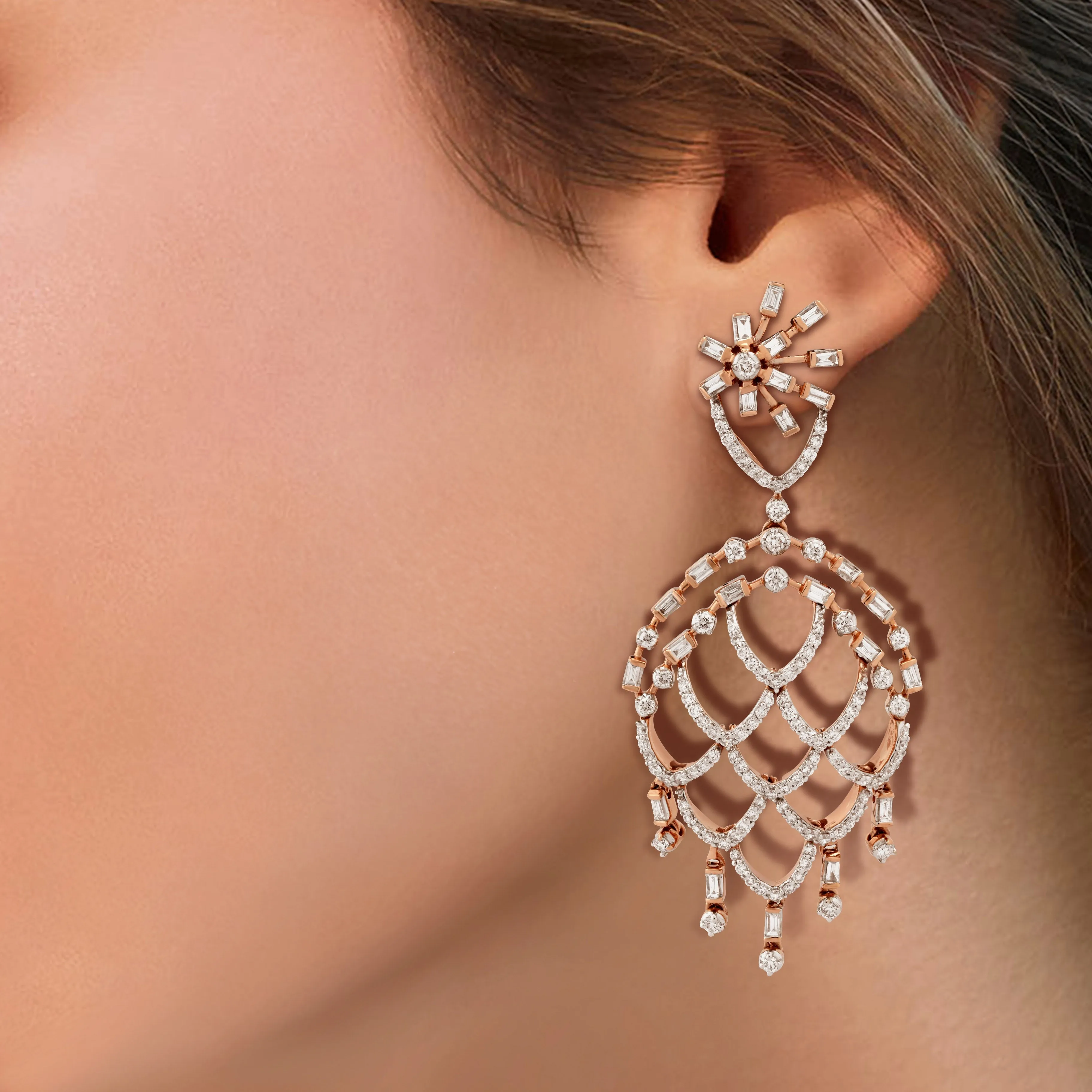 Freeflowing Swivel Diamond Earrings