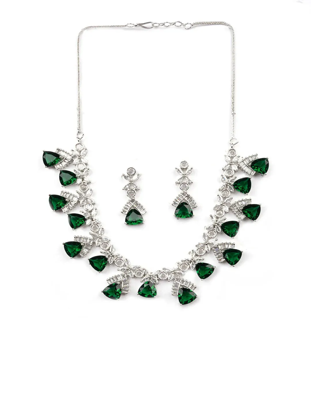 Green CZ AD Necklace Set for Glamorous Look