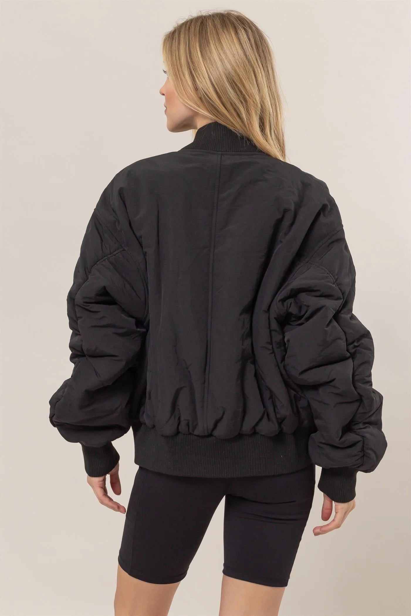 HF24E736-Oversized Bomber Puffer Jacket