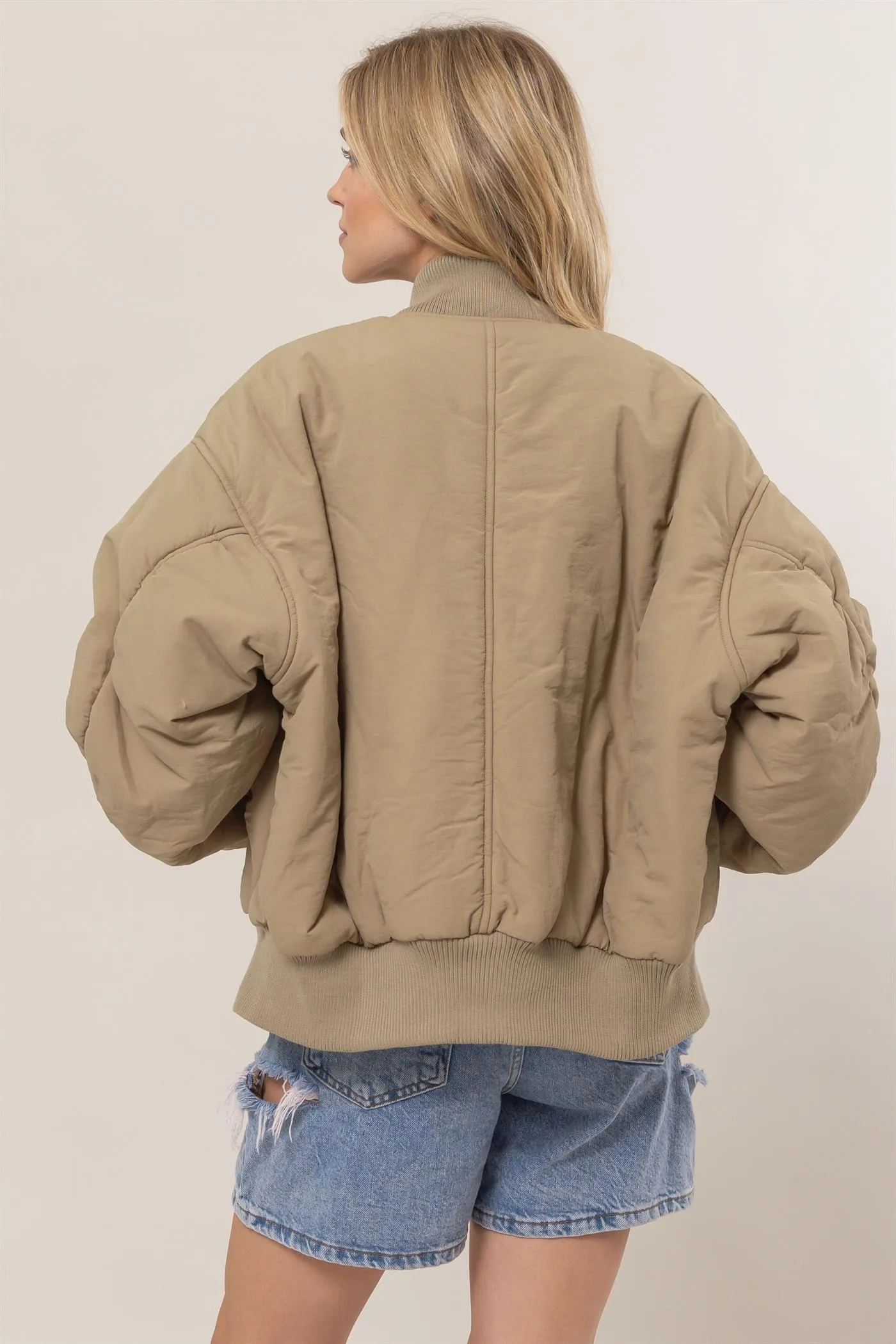 HF24E736-Oversized Bomber Puffer Jacket