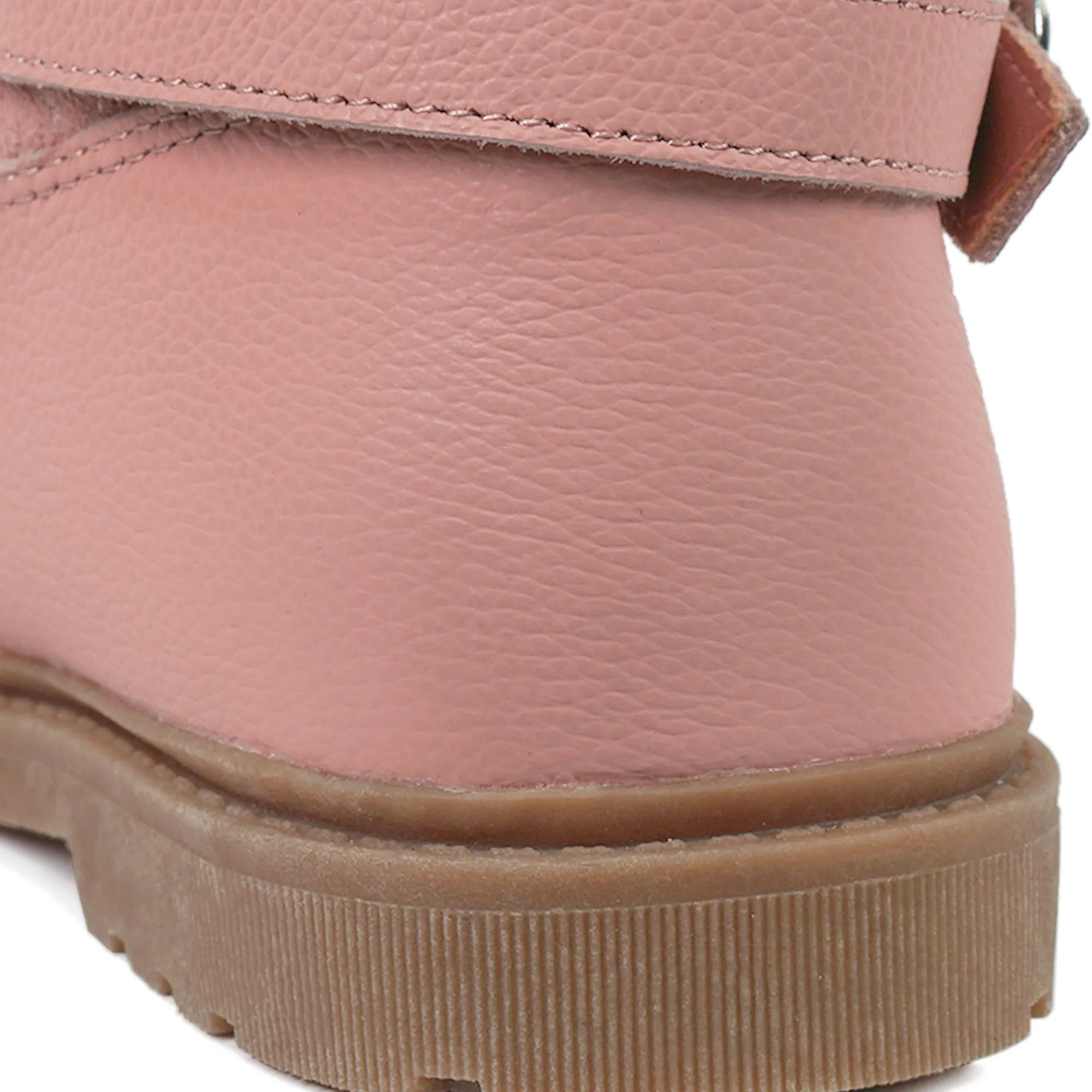 JO - Girls' Pink Leather & Suede Fur Boots