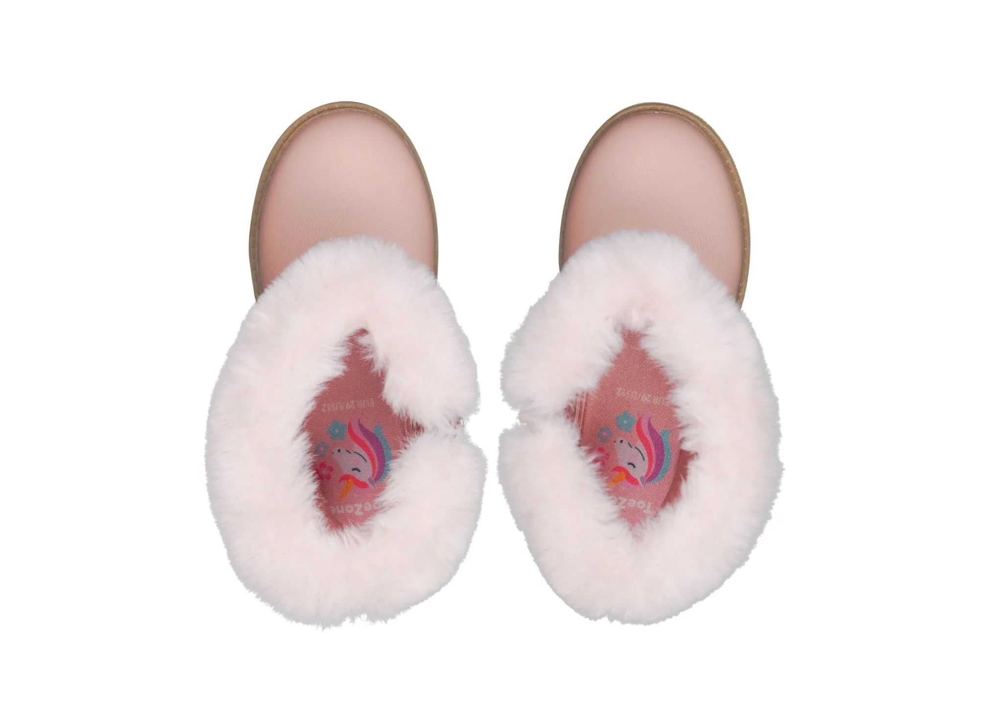 JO - Girls' Pink Leather & Suede Fur Boots