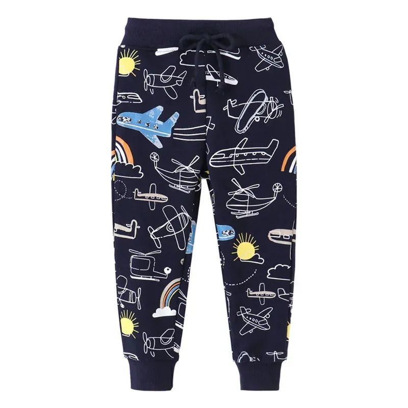 Jumping Meters New Arrival Excavators Boys Trousers Pants For Autumn Winter Cartoon Characters Print Fashion Baby Sweatpants