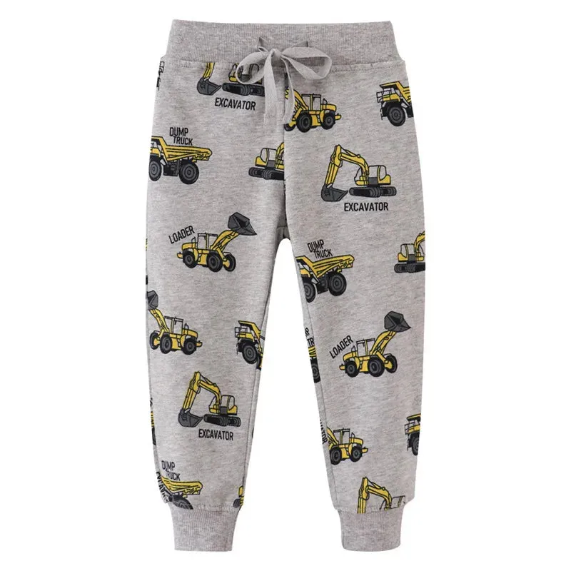 Jumping Meters New Arrival Excavators Boys Trousers Pants For Autumn Winter Cartoon Characters Print Fashion Baby Sweatpants