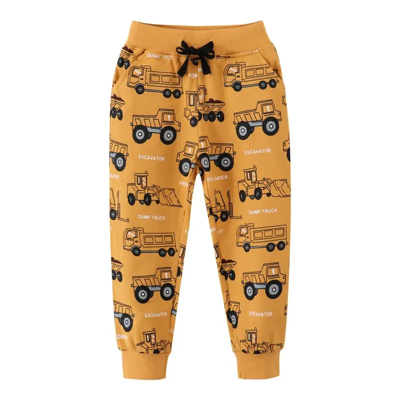 Jumping Meters New Arrival Excavators Boys Trousers Pants For Autumn Winter Cartoon Characters Print Fashion Baby Sweatpants