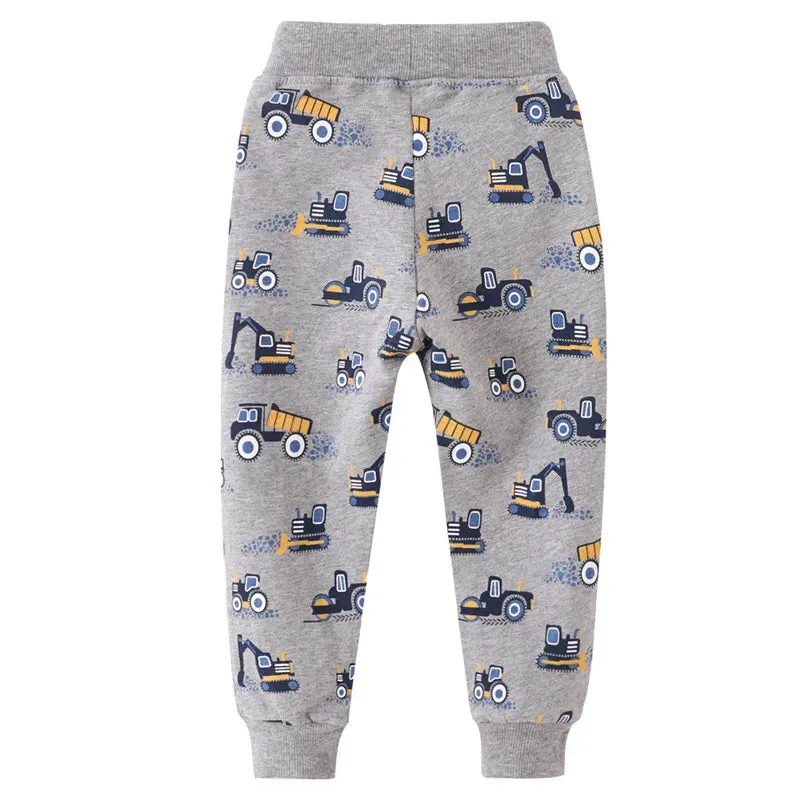 Jumping Meters New Arrival Excavators Boys Trousers Pants For Autumn Winter Cartoon Characters Print Fashion Baby Sweatpants