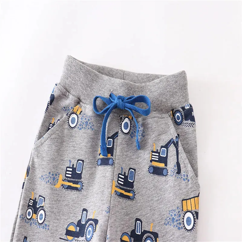 Jumping Meters New Arrival Excavators Boys Trousers Pants For Autumn Winter Cartoon Characters Print Fashion Baby Sweatpants