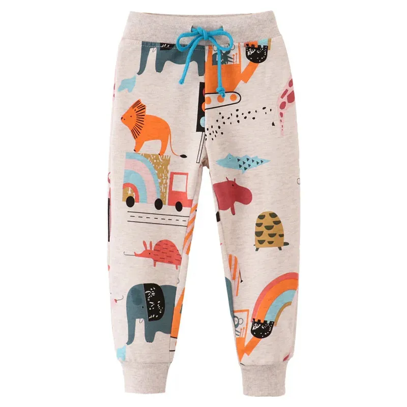 Jumping Meters New Arrival Excavators Boys Trousers Pants For Autumn Winter Cartoon Characters Print Fashion Baby Sweatpants