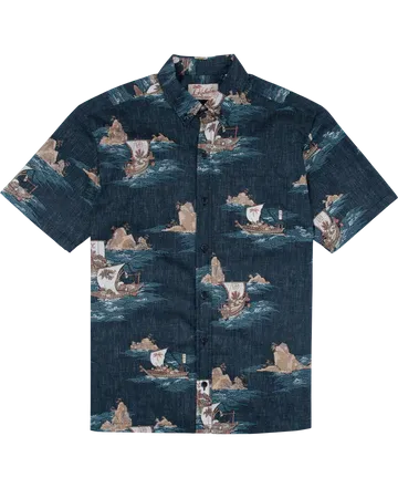 Kahala Maru Button Down-Navy Reverse