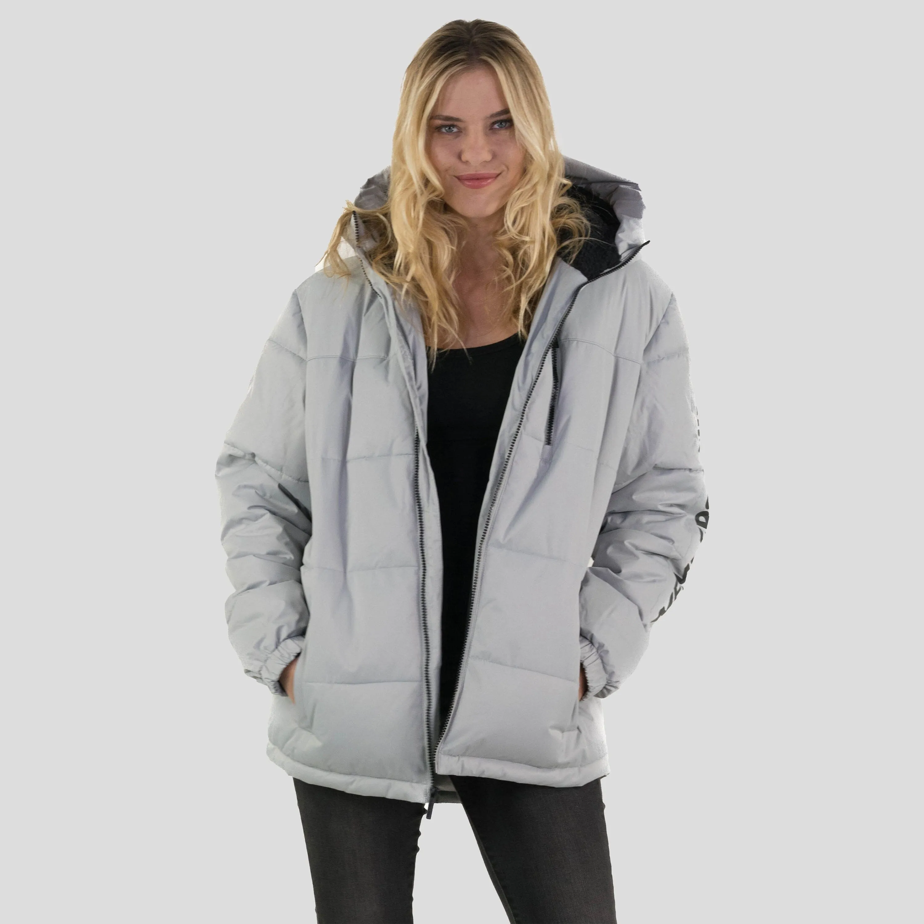 Members Only Women's Twill Block Puffer Oversized Jacket