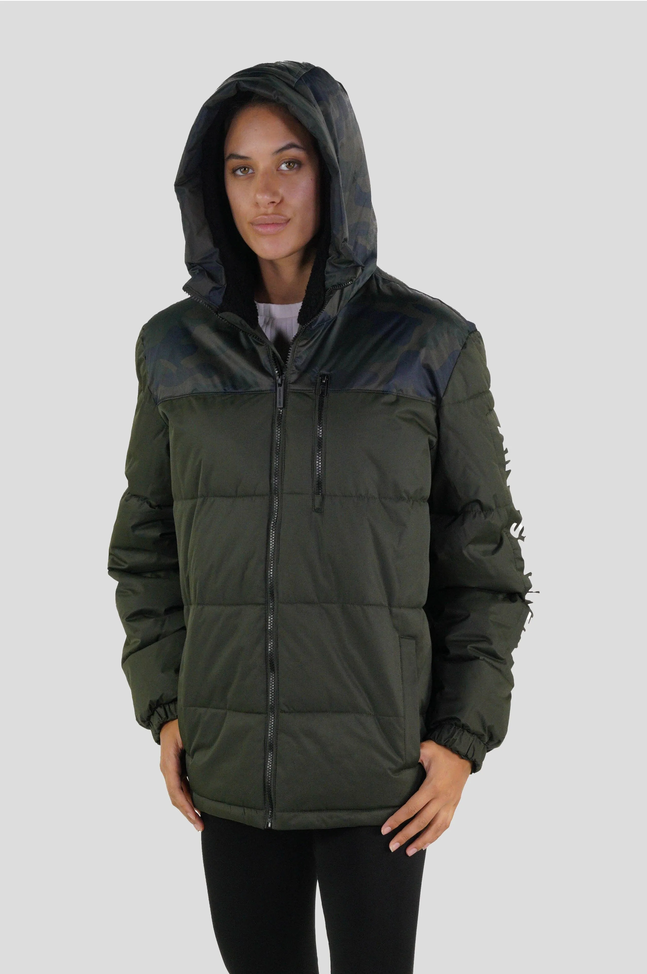 Members Only Women's Twill Block Puffer Oversized Jacket