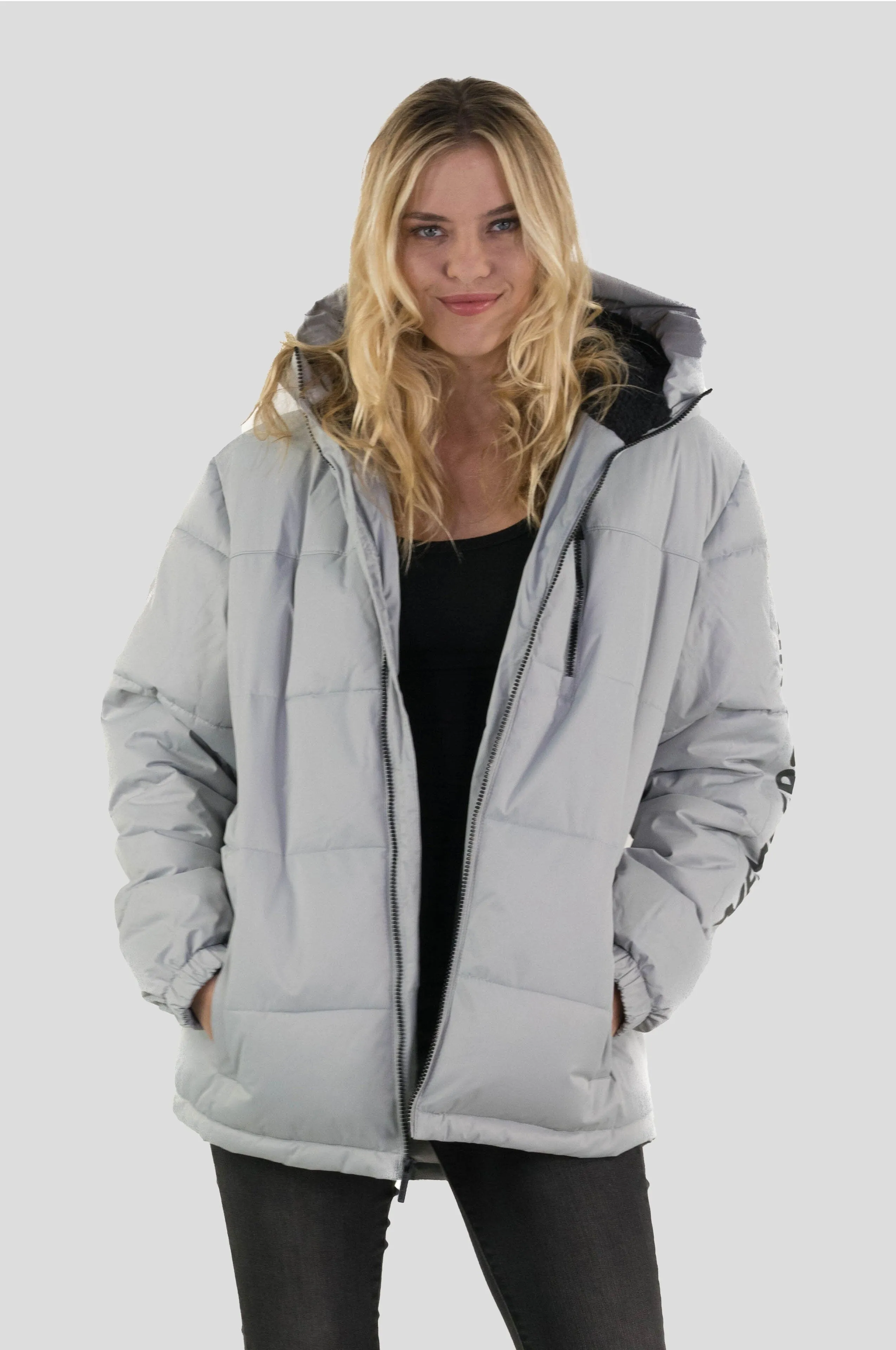 Members Only Women's Twill Block Puffer Oversized Jacket