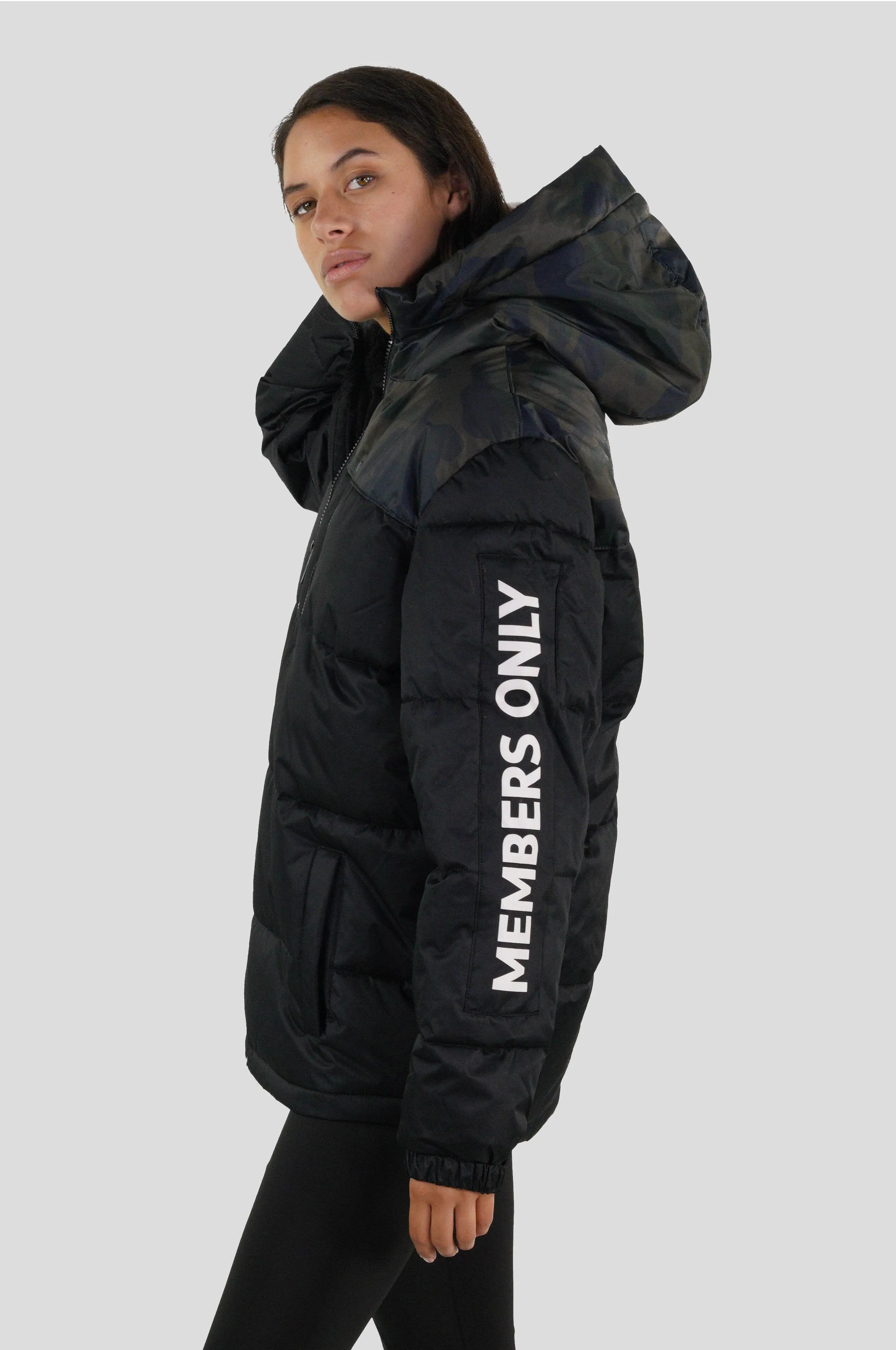 Members Only Women's Twill Block Puffer Oversized Jacket