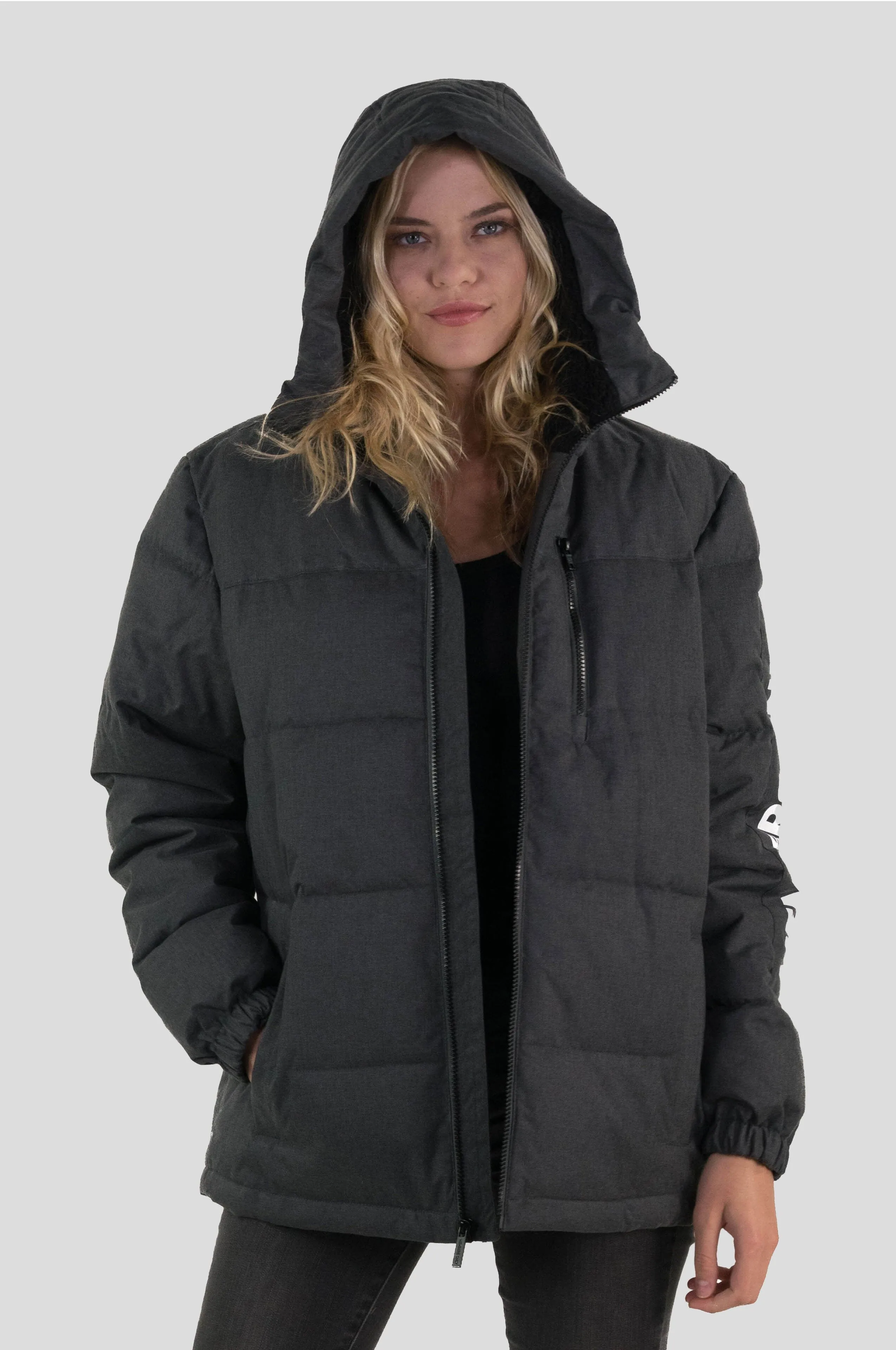 Members Only Women's Twill Block Puffer Oversized Jacket