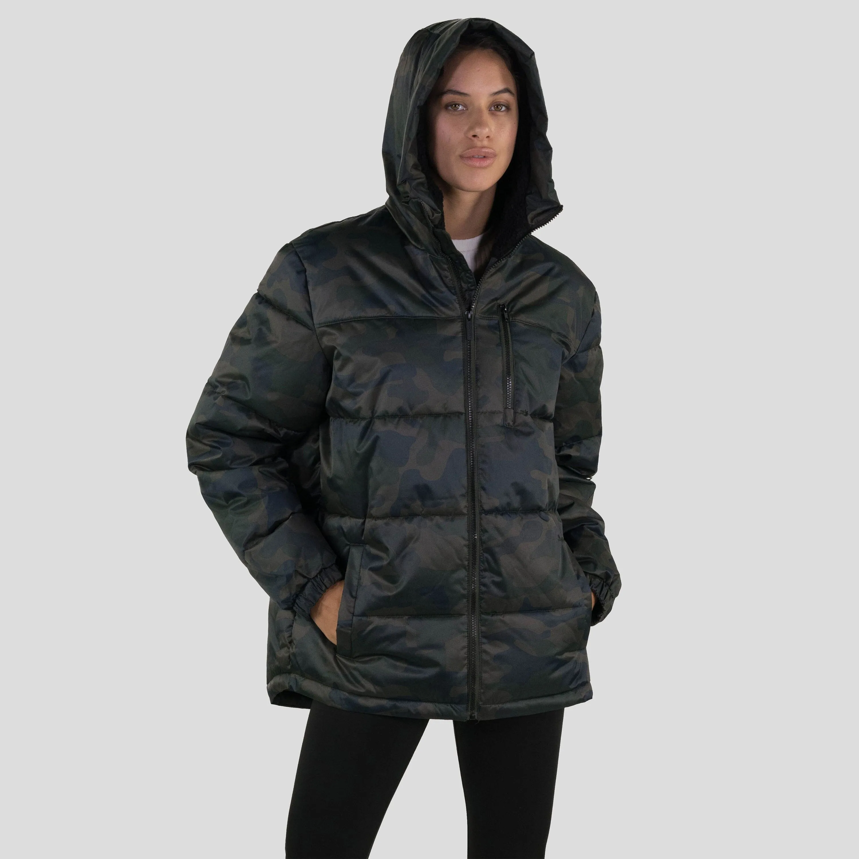 Members Only Women's Twill Block Puffer Oversized Jacket