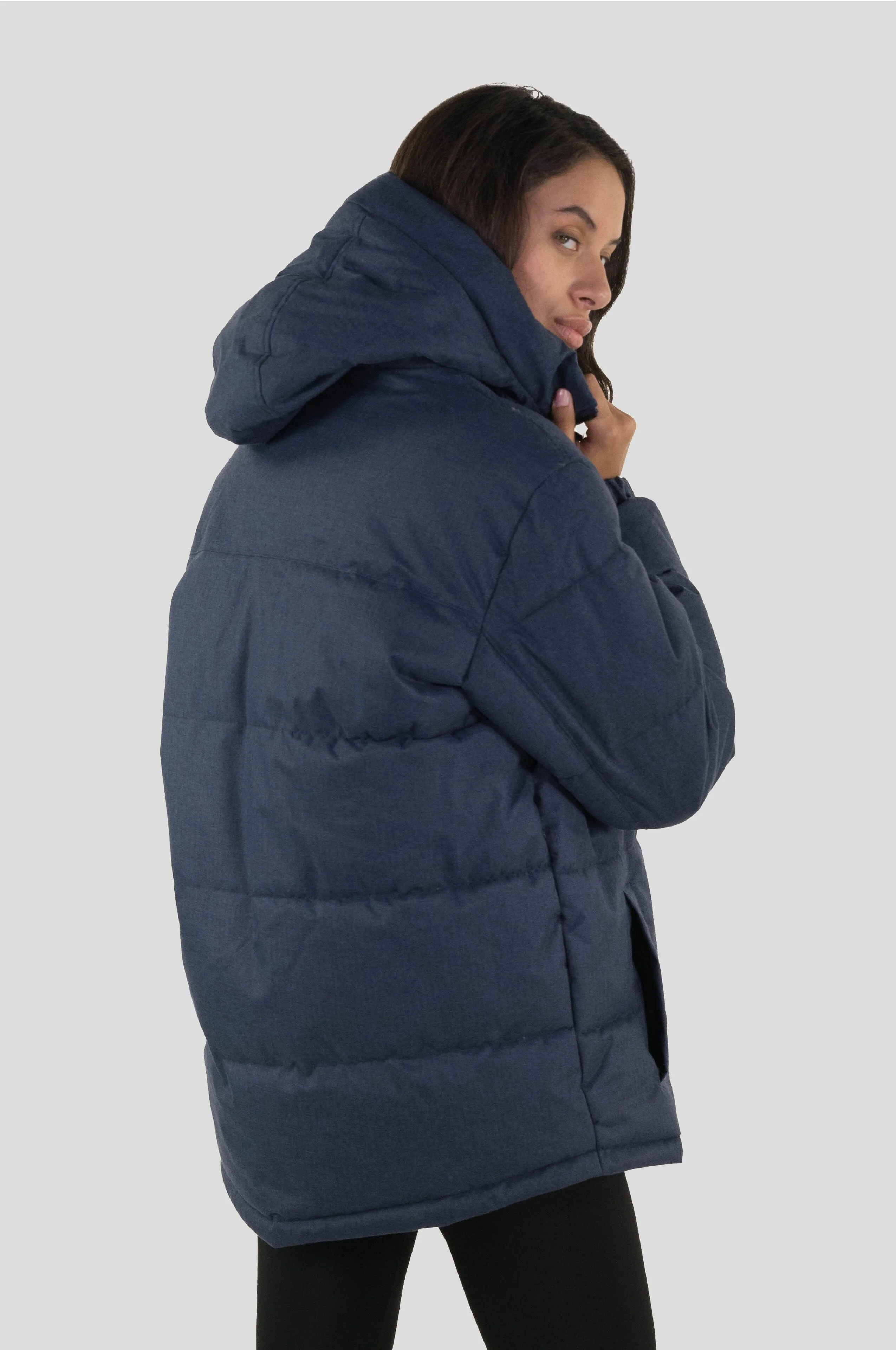Members Only Women's Twill Block Puffer Oversized Jacket