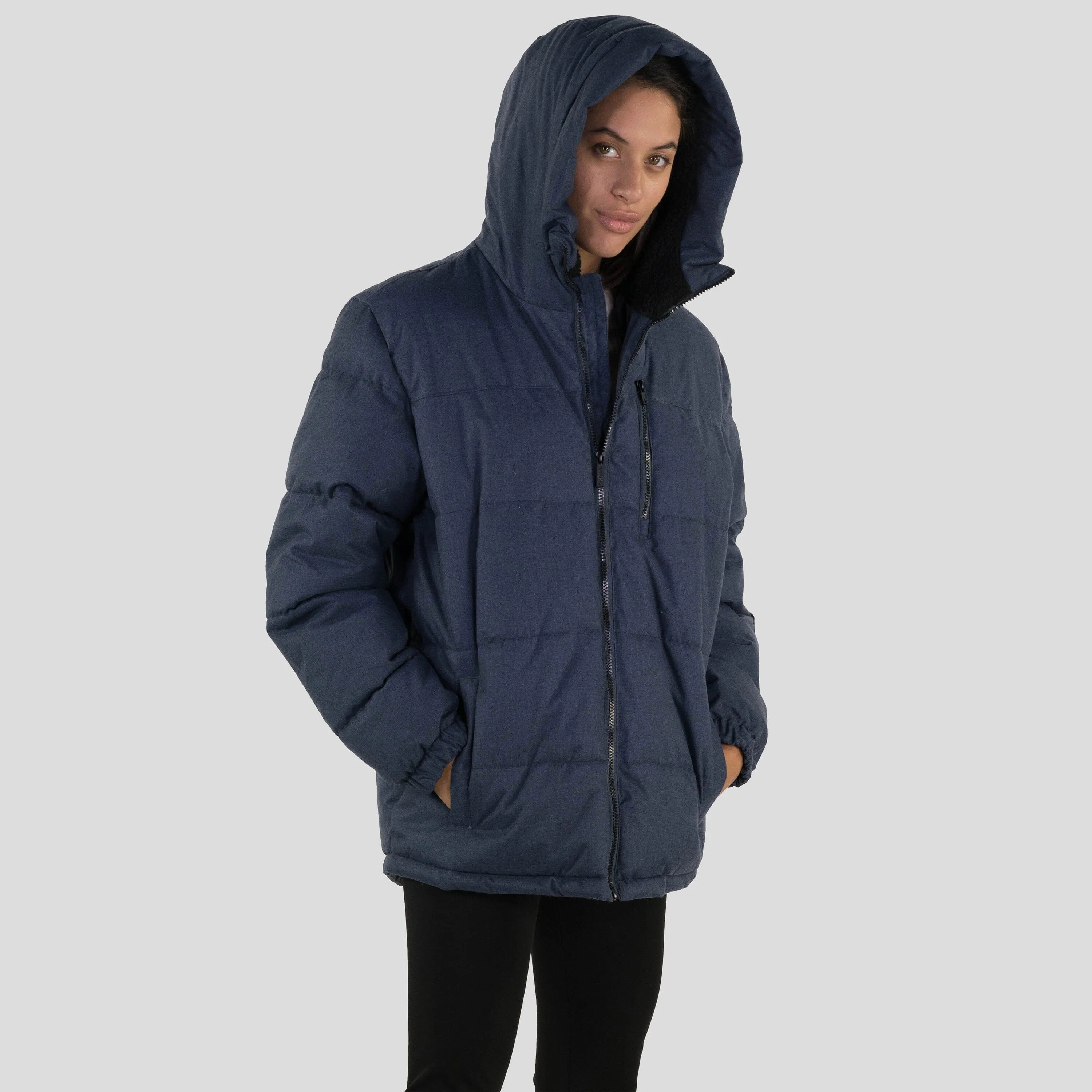 Members Only Women's Twill Block Puffer Oversized Jacket