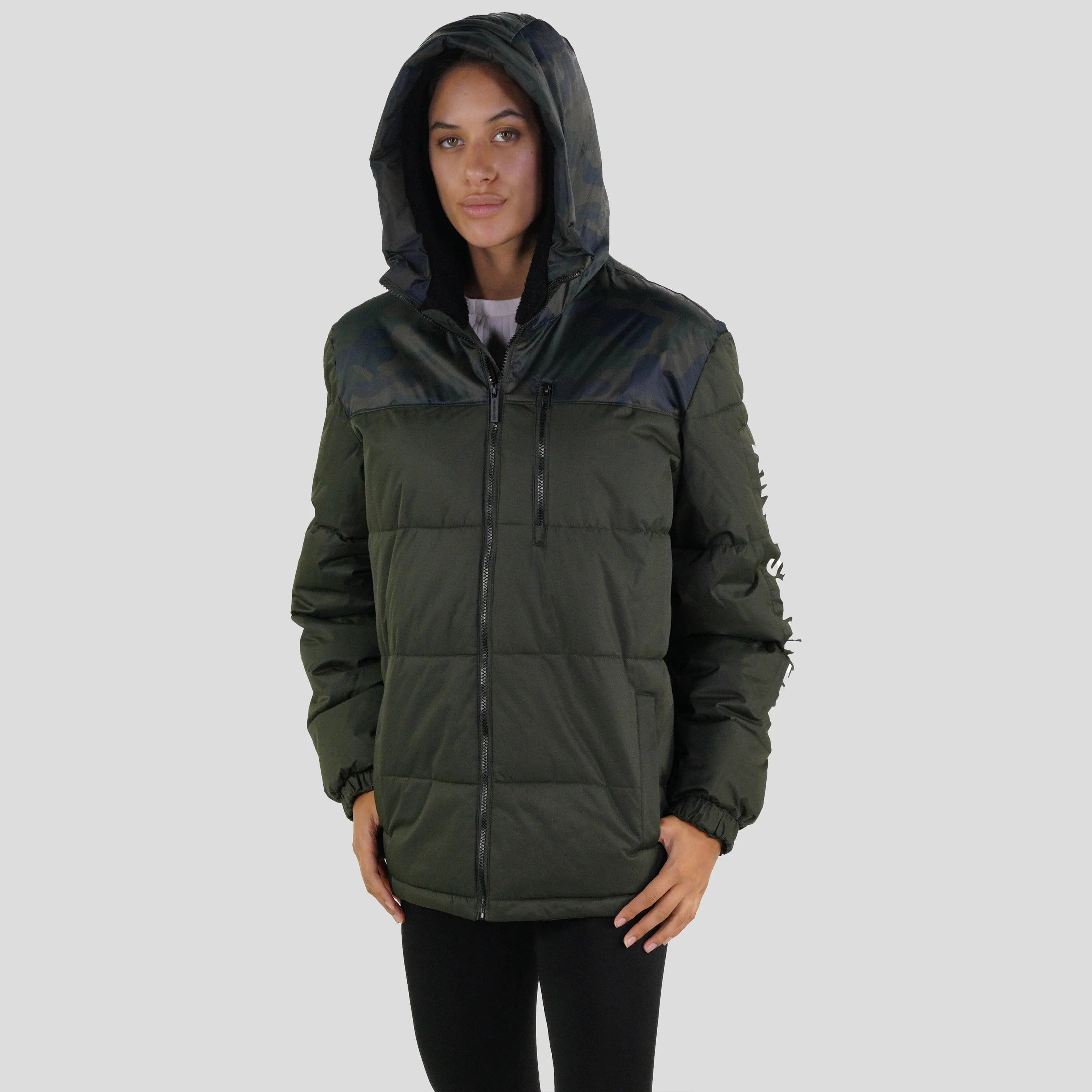 Members Only Women's Twill Block Puffer Oversized Jacket