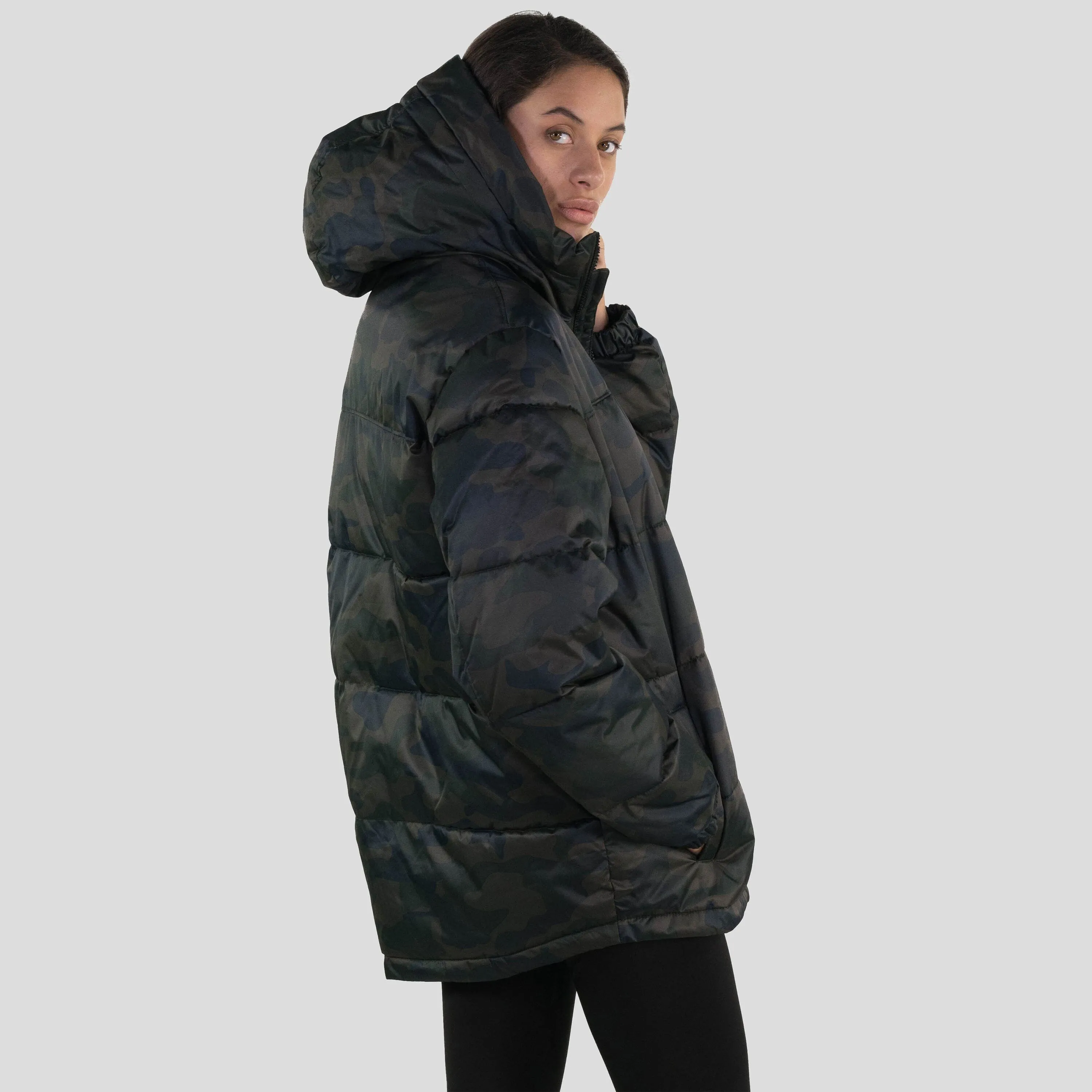 Members Only Women's Twill Block Puffer Oversized Jacket