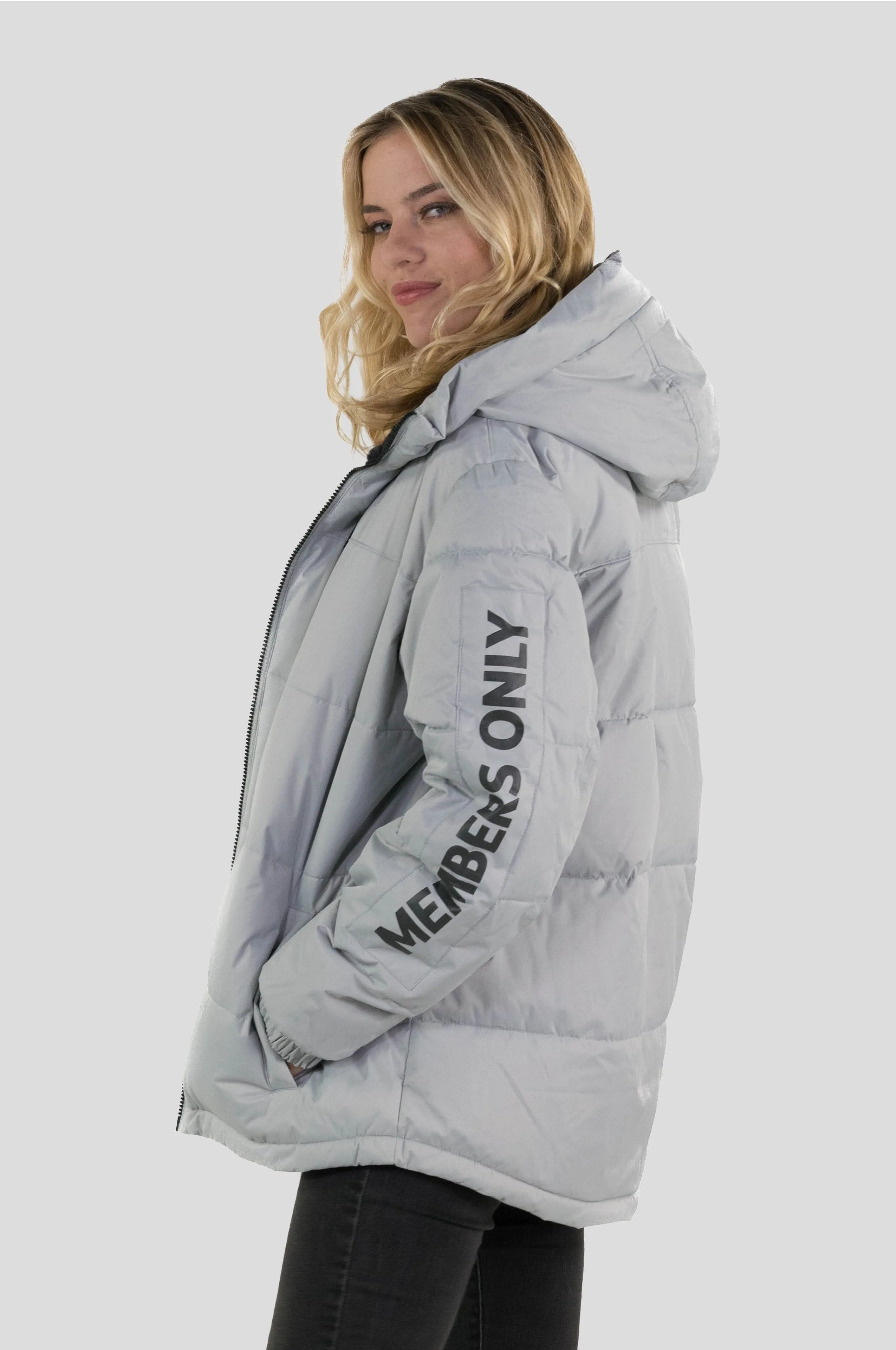 Members Only Women's Twill Block Puffer Oversized Jacket